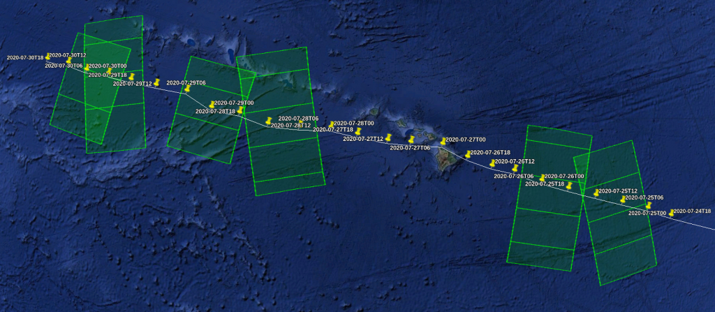 Sentinel-1A and Sentinel-1B acquisitions specifically planned over Douglas for the Tropical Cyclone monitoring